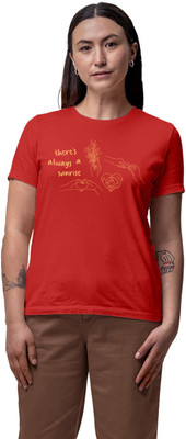 Fighterhero Printed Women Round Neck Red T-Shirt