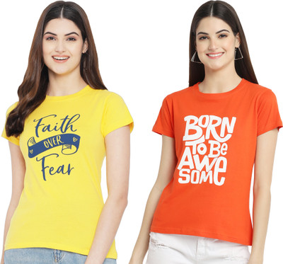 Tromko Printed Women Round Neck Multicolor T-Shirt