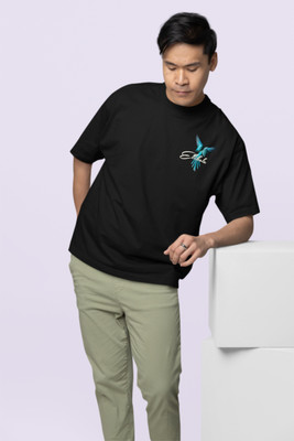 HouseOfCommon Printed Men Round Neck Black T-Shirt