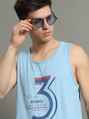 GETGOLF Printed Men Round Neck Light Blue T-Shirt