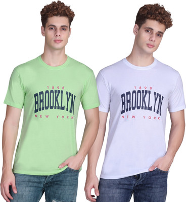 Zeffit Printed Men Round Neck Green, White T-Shirt