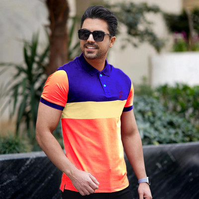 Binayak Solid Men Polo Neck Multicolor T-Shirt