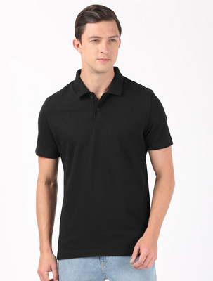 JOCKEY Solid Men Polo Neck Black T-Shirt