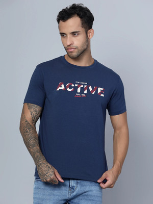 CANTABIL Typography Men Round Neck Blue T-Shirt