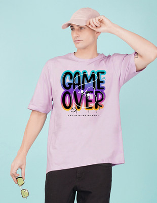 Nusyl Printed, Typography Men Round Neck Purple T-Shirt