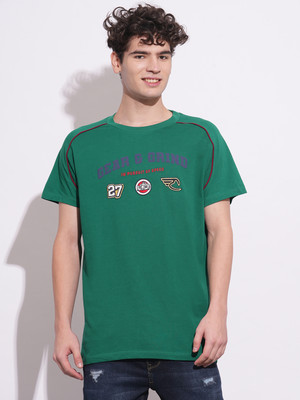 BEING HUMAN Graphic Print Men Round Neck Green T-Shirt