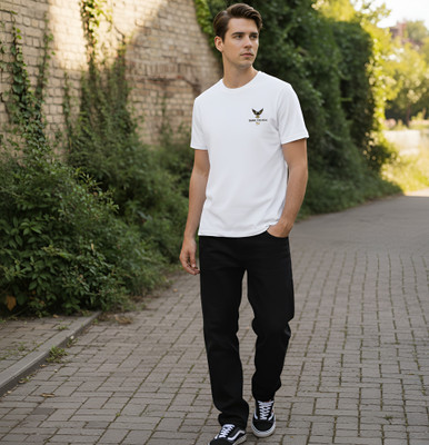 DARK VELORA Graphic Print Couple Round Neck White T-Shirt