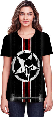 THE BLAZZE Solid Women Round Neck Black T-Shirt