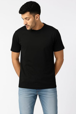 SHIMPEX Solid Men Round Neck Purple T-Shirt