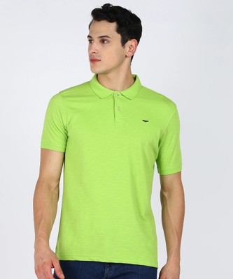 PARK AVENUE Solid Men Polo Neck Green T-Shirt