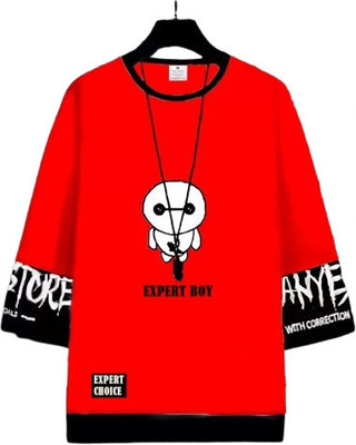 cnw Graphic Print Men Round Neck Red T-Shirt