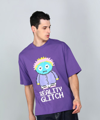 HIGHLANDER Printed Men Round Neck Purple T-Shirt