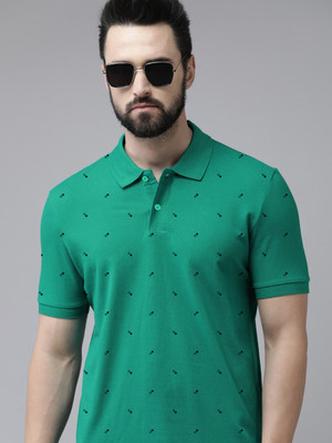 SZN Printed Men Polo Neck Green T-Shirt