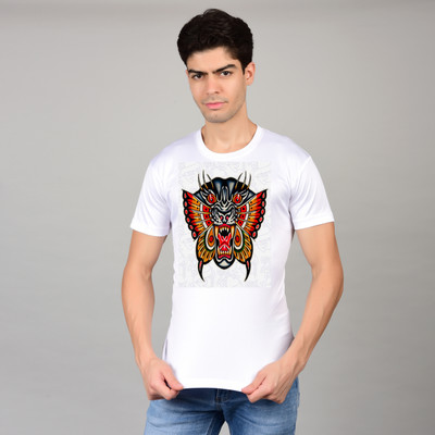 Ridawear Printed Men Round Neck White T-Shirt
