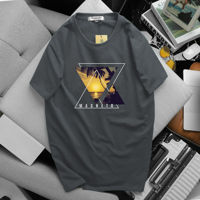 Magneto Printed Men Round Neck Grey T-Shirt