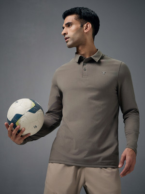 TECHNOSPORT Solid Men Polo Neck Light Green T-Shirt