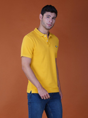 Zvezda Solid Men Polo Neck Yellow T-Shirt