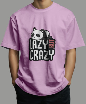 ALONE EAGLE Graphic Print Men Round Neck Pink T-Shirt