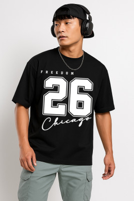 JoyandHappiness Typography Men Crew Neck Black T-Shirt
