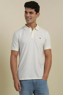 Allen Solly Solid Men Polo Neck White T-Shirt