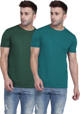 TQH Solid Men Round Neck Dark Green, Green T-Shirt