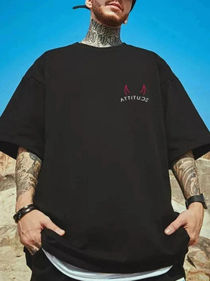 Manlino Printed Men Round Neck Black T-Shirt