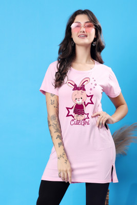 CORSICA Graphic Print Women Round Neck Pink T-Shirt