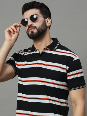 UNNIBERRY Striped Men Polo Neck Multicolor T-Shirt