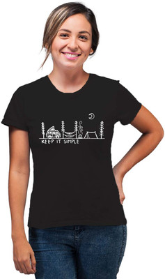 SmarTee Street Printed Women Round Neck Black T-Shirt