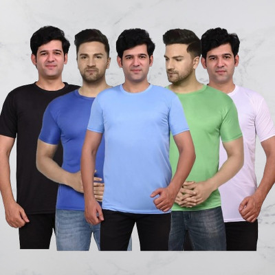 SM SHAYAM CREATION Solid Men Round Neck Multicolor T-Shirt