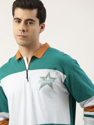 MANIAC Colorblock Men Polo Neck Green T-Shirt
