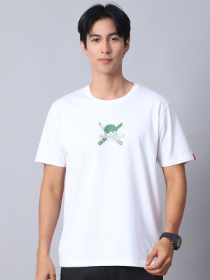 Prisello Printed Men Round Neck White T-Shirt