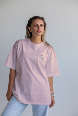 Moda Rapido Printed Women Round Neck Pink T-Shirt