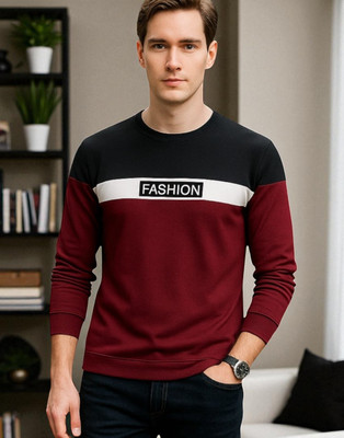 FASHIUM Printed Men Round Neck Maroon T-Shirt