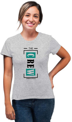 SmarTee Street Typography Women Round Neck Grey T-Shirt