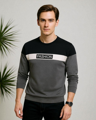 Autna Printed Men Round Neck Grey T-Shirt