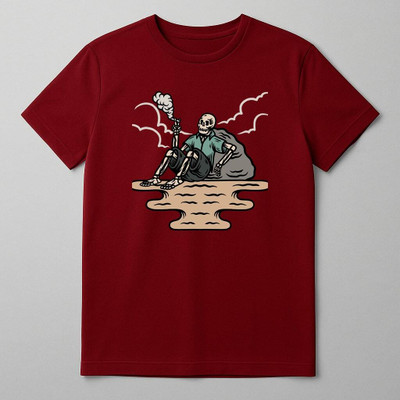 Soulskull Printed Men Round Neck Maroon T-Shirt