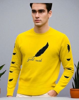 Teezler Printed Men Round Neck Yellow T-Shirt
