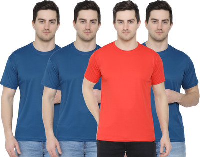 KEOTI Solid Men Round Neck Red T-Shirt