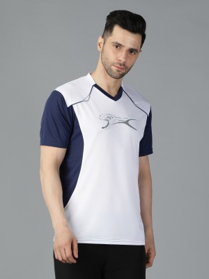 SHIV-NARESH Solid Men Polo Neck White, Navy Blue T-Shirt