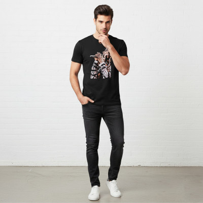 inknstyle Printed Men Round Neck Black T-Shirt
