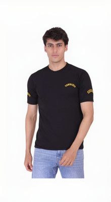 O-MART Typography Men Round Neck Yellow, Black T-Shirt