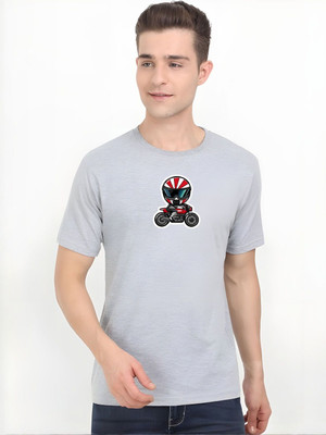 Moda Rapido Graphic Print Men Round Neck Grey T-Shirt