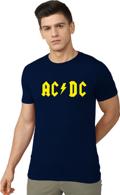 RULEDBYSUN Printed Men Round Neck Navy Blue T-Shirt