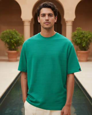 BEWAKOOF Solid Men Round Neck Green T-Shirt