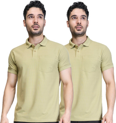 Maxzone Solid Men Polo Neck Green T-Shirt