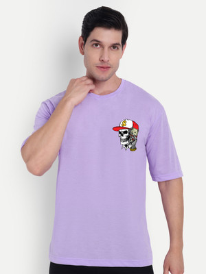 Benny Brooks Graphic Print Men Round Neck Purple T-Shirt