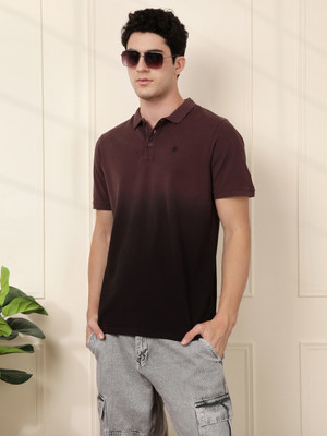WROGN Solid Men Polo Neck Maroon T-Shirt