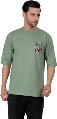 ZULX Printed Men Round Neck Light Green T-Shirt