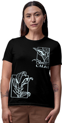 Fighterhero Printed Women Round Neck Black T-Shirt
